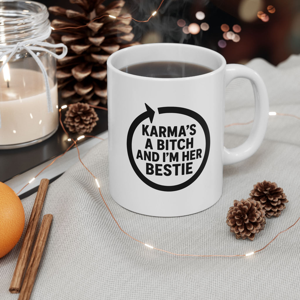 Ceramic Mug — 'Kindness and Anger' Minimalist Black Circle Quote Coffee Cup (11oz, 15oz)