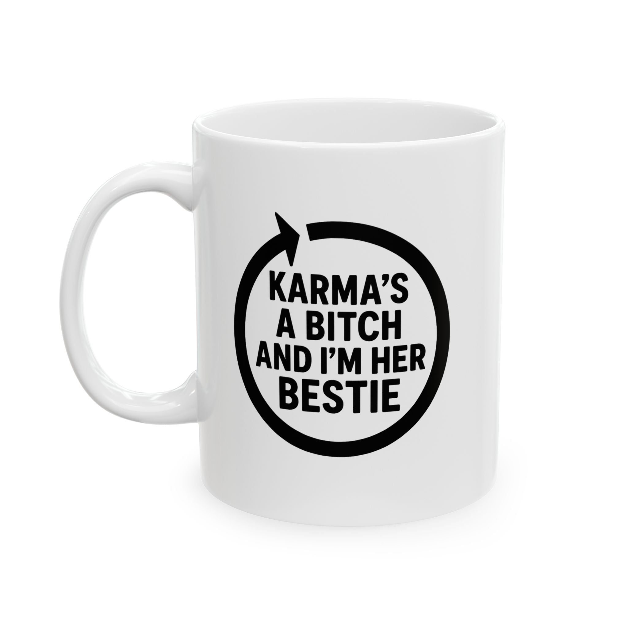 Ceramic Mug — 'Kindness and Anger' Minimalist Black Circle Quote Coffee Cup (11oz, 15oz)