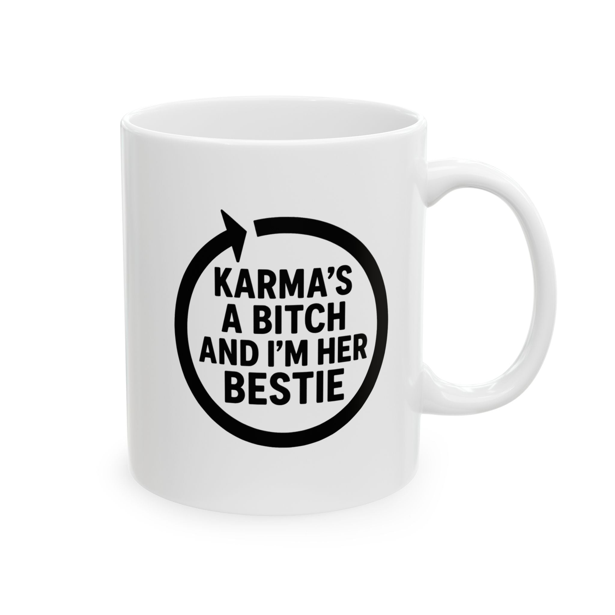 Ceramic Mug — 'Kindness and Anger' Minimalist Black Circle Quote Coffee Cup (11oz, 15oz)